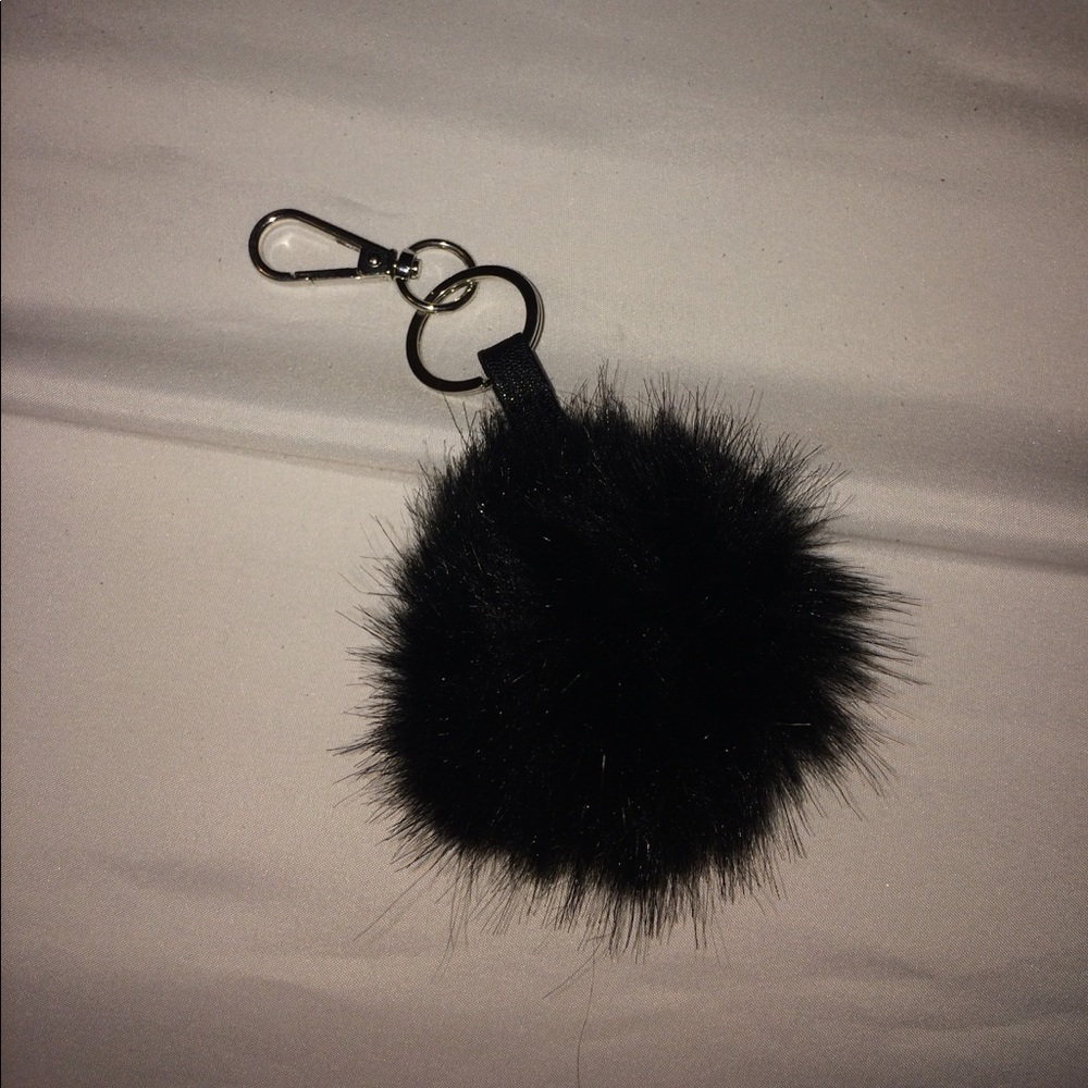 NWT small black fluff ball keychain